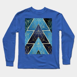 Geometric Excellence in Blue Long Sleeve T-Shirt